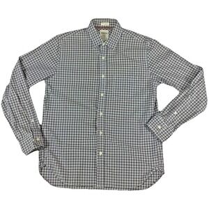 Fossil Mens‎ Classic Fit Plaid Button Down Shirt Blue White Orange Size M 54